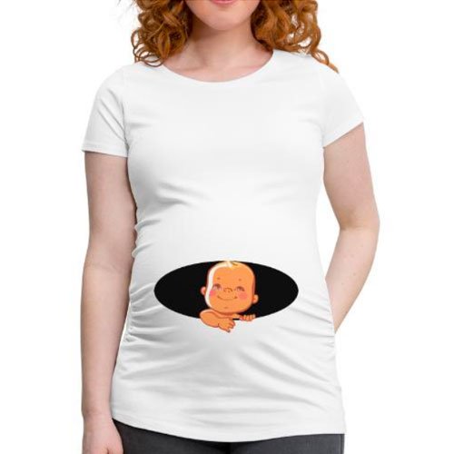 Love2Mi Damen Kurzarm Umstandsshirt Mutterschaft Klassische Seite Geraffte T-Shirt Tops Mama Schwangerschaft Kleidung 