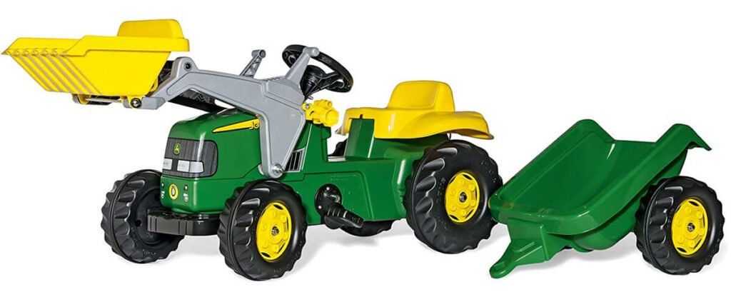 Rolly Toys John Deere Trettraktor Kinder in grün mit Frontlader und Anhänger