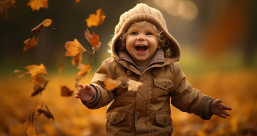 Kleiner Junge im Herbst