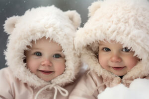 2 Mädchen im Schneeanzug